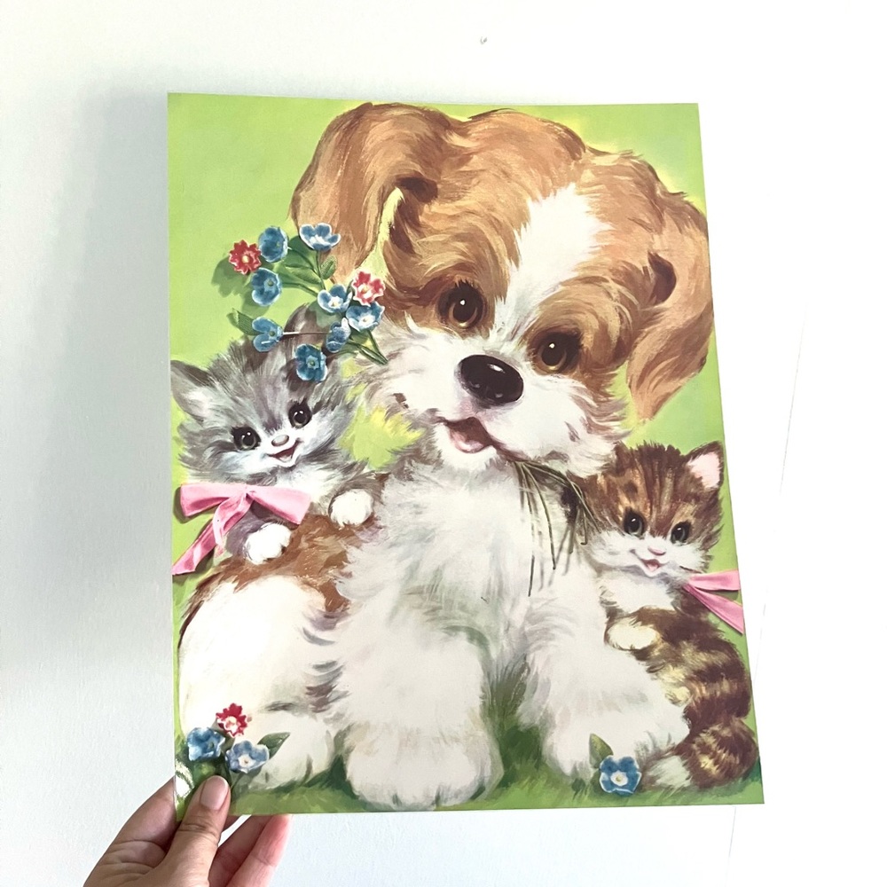 Vintage 50’s kitschy cute puppy dog poster print wall art decor